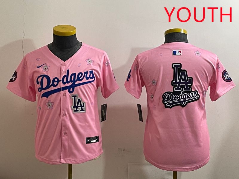 Youth Los Angeles Dodgers Blank Pink Sakura Edition 2025 Nike MLB Jersey style 24->youth mlb jersey->Youth Jersey